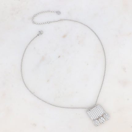 Collier Apolline - pendentif graphique quadrillé et texturé