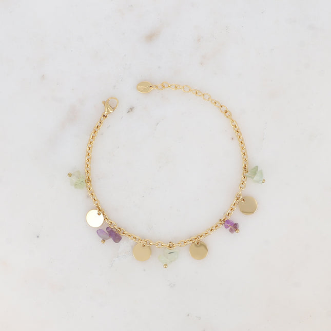 Bracelet Albia - pampilles rondes lisses et pierres naturelles