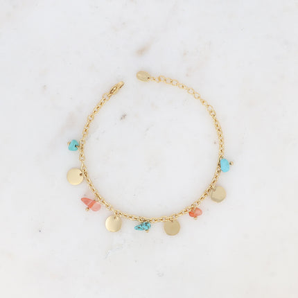 Bracelet Albia - pampilles rondes lisses et pierres naturelles