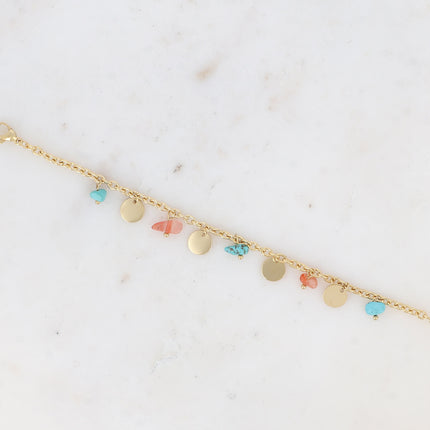 Bracelet Albia - pampilles rondes lisses et pierres naturelles