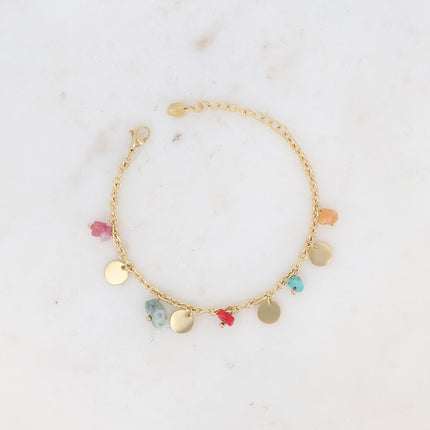 Bracelet Albia - pampilles rondes lisses et pierres naturelles