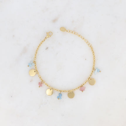 Bracelet Albia - pampilles rondes lisses et pierres naturelles