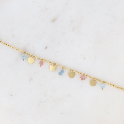 Bracelet Albia - pampilles rondes lisses et pierres naturelles
