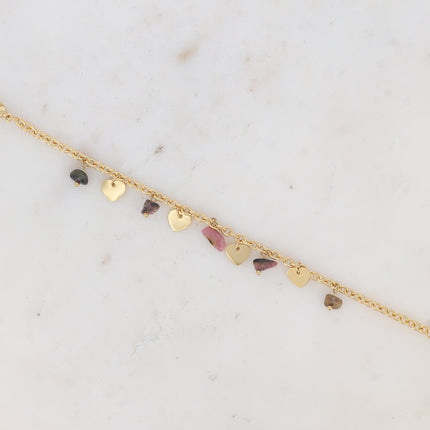 Bracelet - pampilles coeurs lisses et pierres naturelles