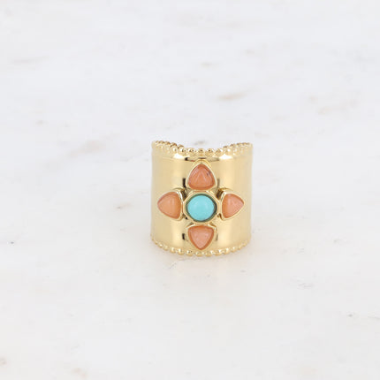 Bague Amani - 5 pierres naturelles effet fleur