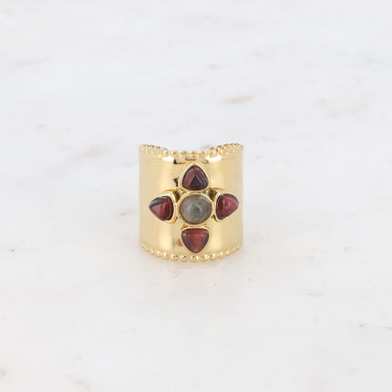 Bague Amani - 5 pierres naturelles effet fleur