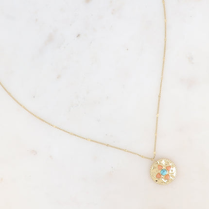 Amani Necklace - 5 Natural Stones with a Flower Effect