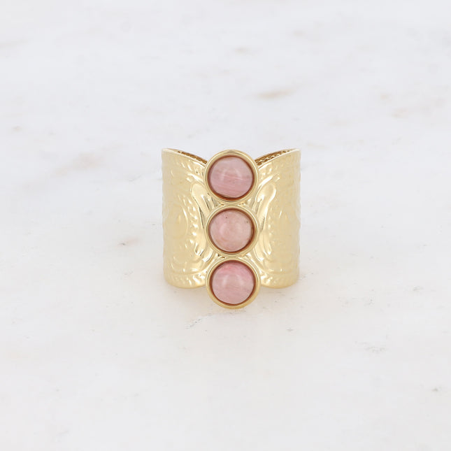 Celestial Ring - 3 natural stones, round and wavy shapes