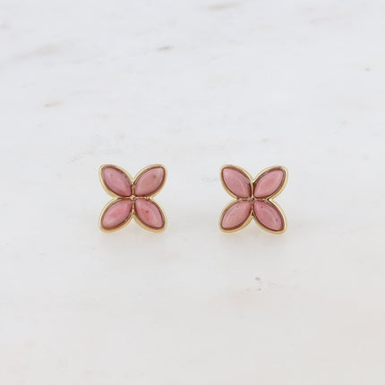 Boucles puces Gwendoline - trèfle et pierre naturelle