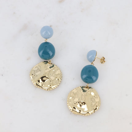 Emelda stud earrings - 2 acetates and a hammered round piece