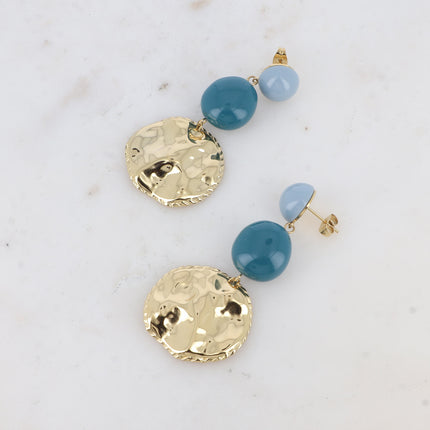 Emelda stud earrings - 2 acetates and a hammered round piece