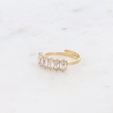 Bague - 6 cristaux rectangulaires