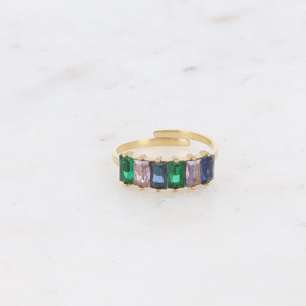 Bague - 6 cristaux rectangulaires