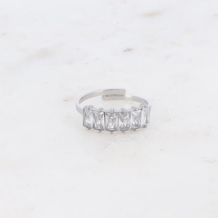 Bague - 6 cristaux rectangulaires