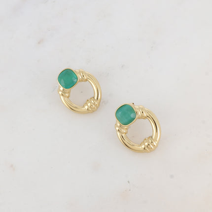 Azra stud earrings - openwork oval and square cat's eye