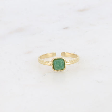 Bague fine Kalys - pierre naturelle carrée