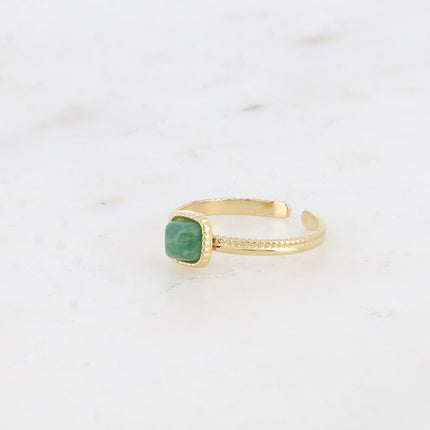 Bague fine Kalys - pierre naturelle carrée