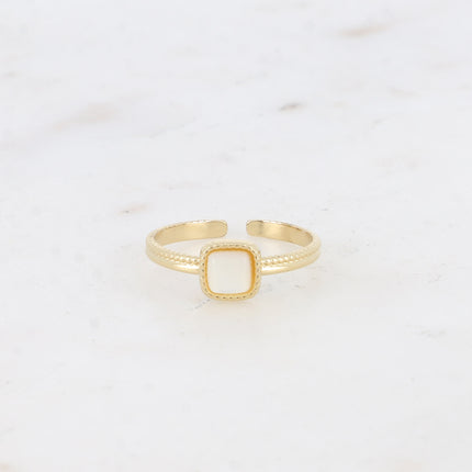 Bague fine Kalys - pierre naturelle carrée