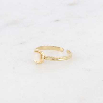 Bague fine Kalys - pierre naturelle carrée
