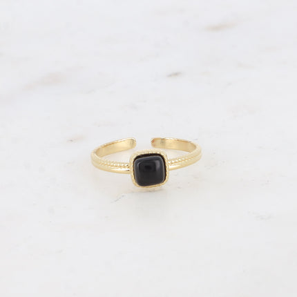 Bague fine Kalys - pierre naturelle carrée