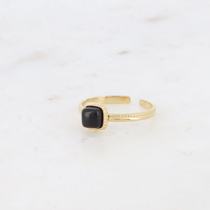 Bague fine Kalys - pierre naturelle carrée