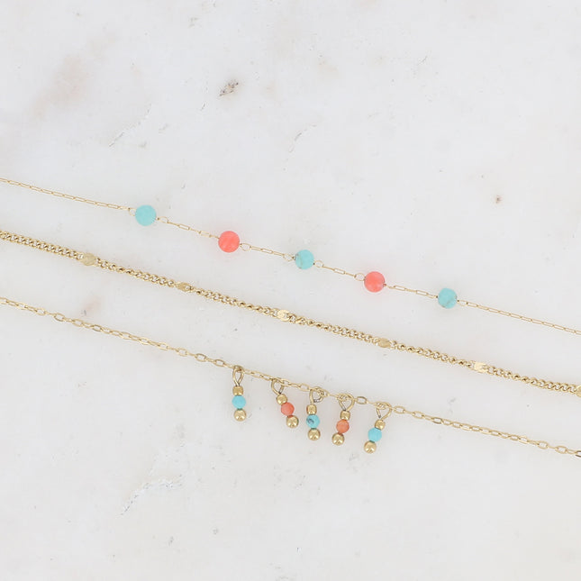Bracelet 3 rangs Lorraine - pierres naturelles
