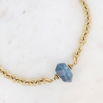 Collier Valentiane - maille épaisse et morceau d'acétate coloré