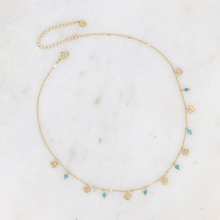 Collier - pampilles coeurs et pierres naturelles