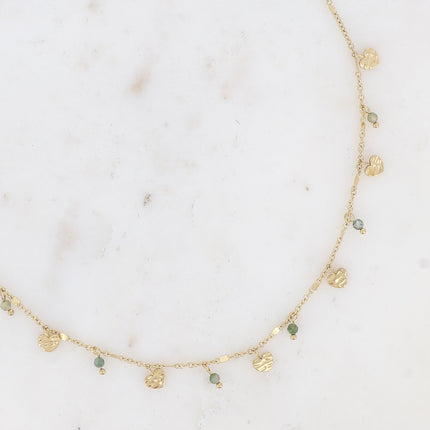 Collier - pampilles coeurs et pierres naturelles