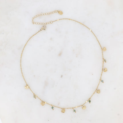 Collier - pampilles coeurs et pierres naturelles
