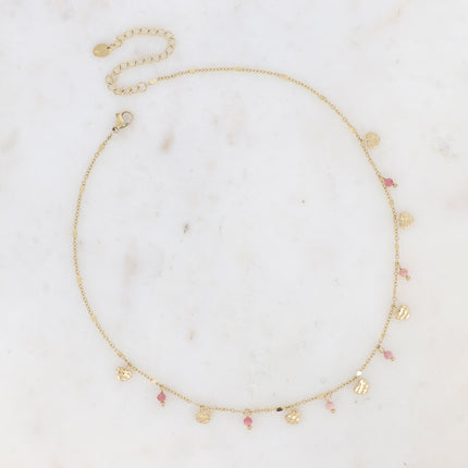 Collier - pampilles coeurs et pierres naturelles