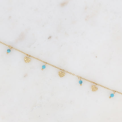 Bracelet - pampilles coeurs et pierres naturelles