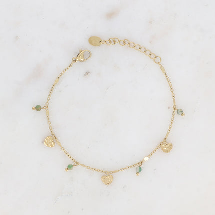 Bracelet - pampilles coeurs et pierres naturelles