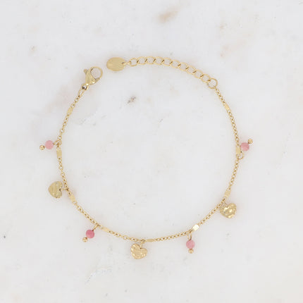 Bracelet - pampilles coeurs et pierres naturelles
