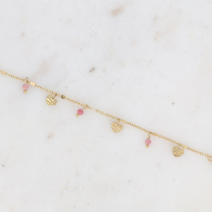 Bracelet - pampilles coeurs et pierres naturelles