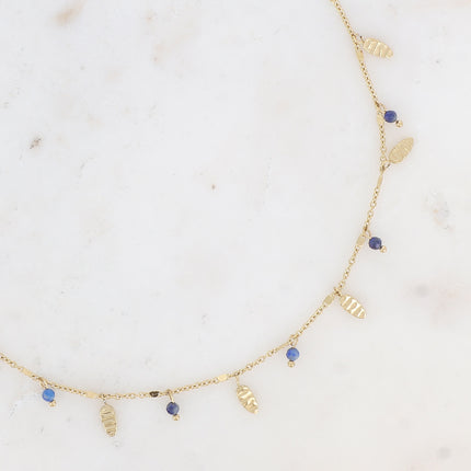 Collier - pampilles ovales et pierres naturelles