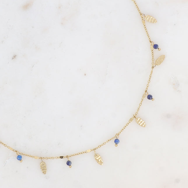 Collier - pampilles ovales et pierres naturelles