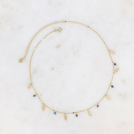 Collier - pampilles ovales et pierres naturelles