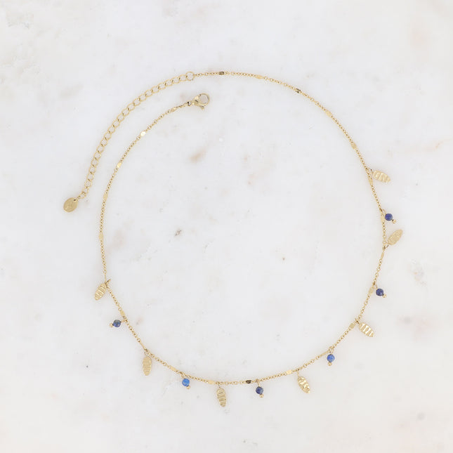 Collier - pampilles ovales et pierres naturelles