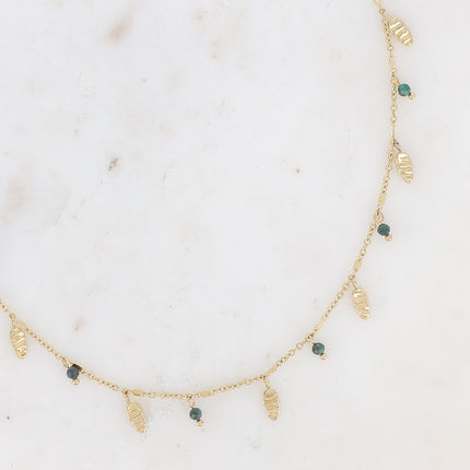 Collier - pampilles ovales et pierres naturelles