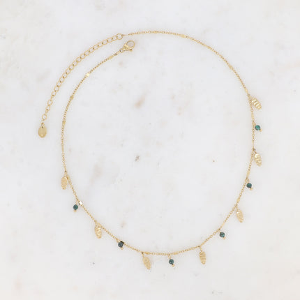 Collier - pampilles ovales et pierres naturelles