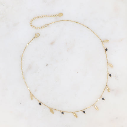 Collier - pampilles ovales et pierres naturelles