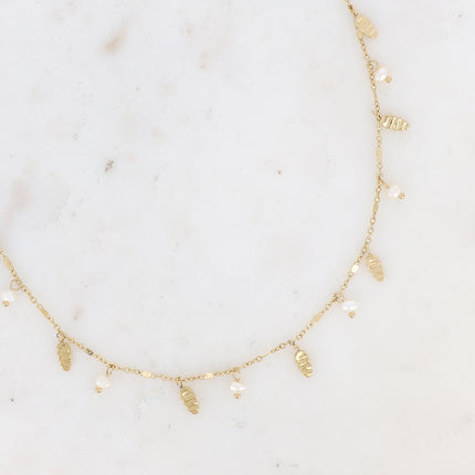 Collier - pampilles ovales et pierres naturelles
