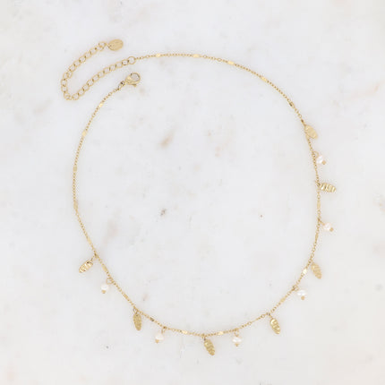 Collier - pampilles ovales et pierres naturelles
