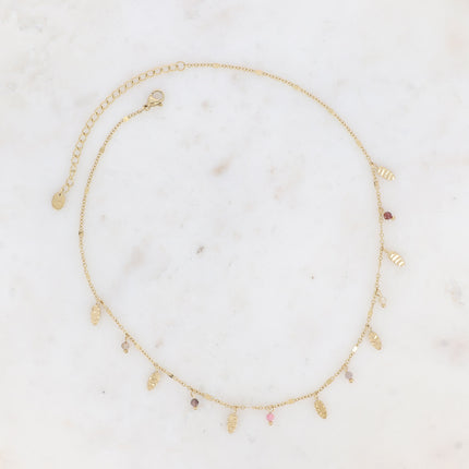 Collier - pampilles ovales et pierres naturelles