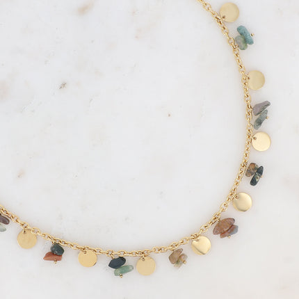 Collier Albia - pampilles rondes et pierres naturelles