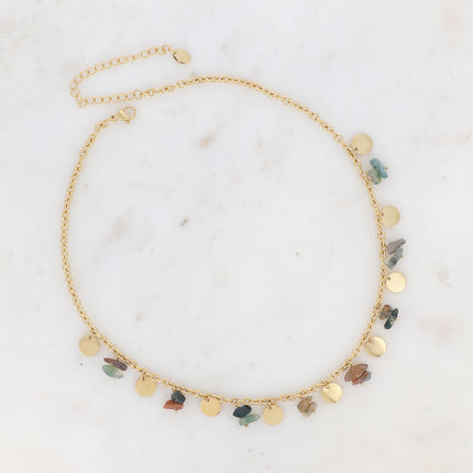 Collier Albia - pampilles rondes et pierres naturelles