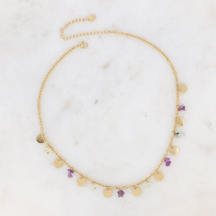 Collier Albia - pampilles rondes et pierres naturelles