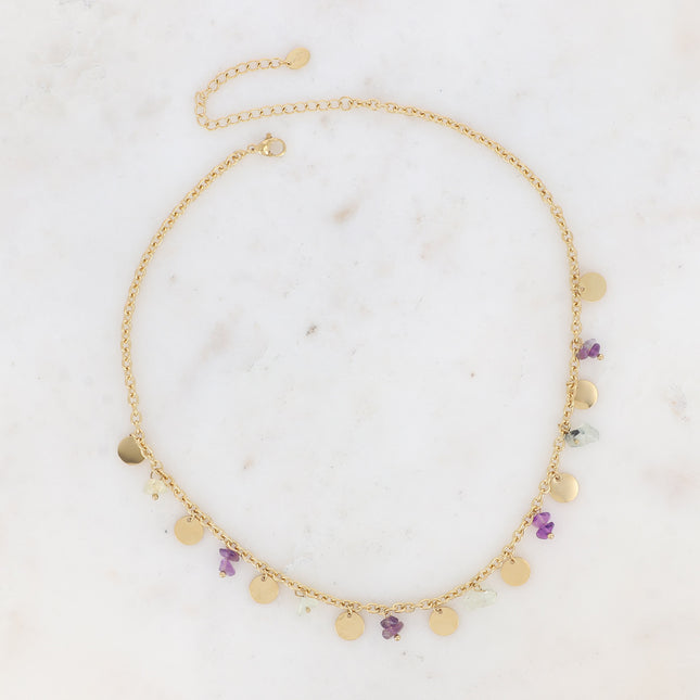 Collier Albia - pampilles rondes et pierres naturelles