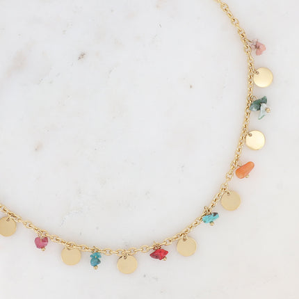 Collier Albia - pampilles rondes et pierres naturelles